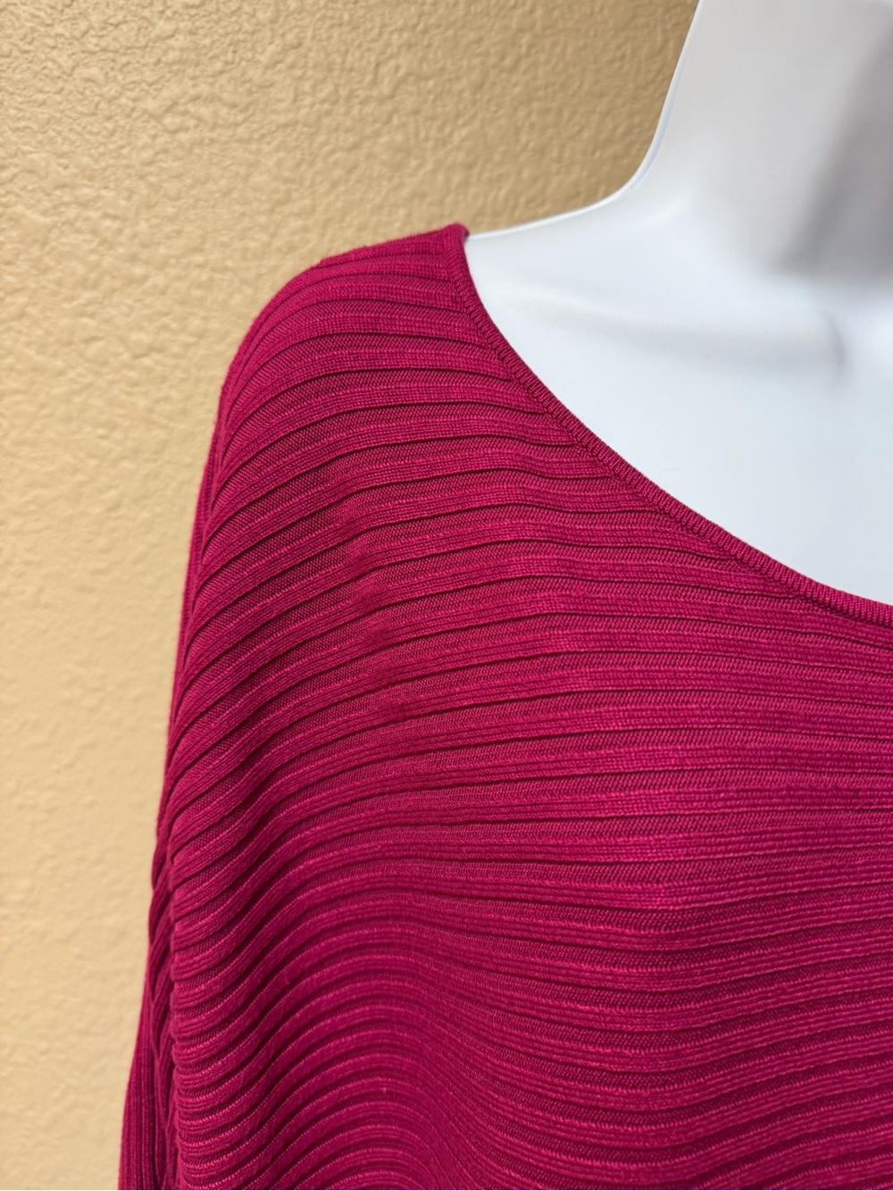 4/$20 Chico's Raspberry Ribbed Scoop-Neck Sweater - Picture 2 of 6
